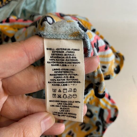 Free People Dress Womens 4 Multi Pleated Tegan Border Keyhole Bohemian Mini - Picture 12 of 16